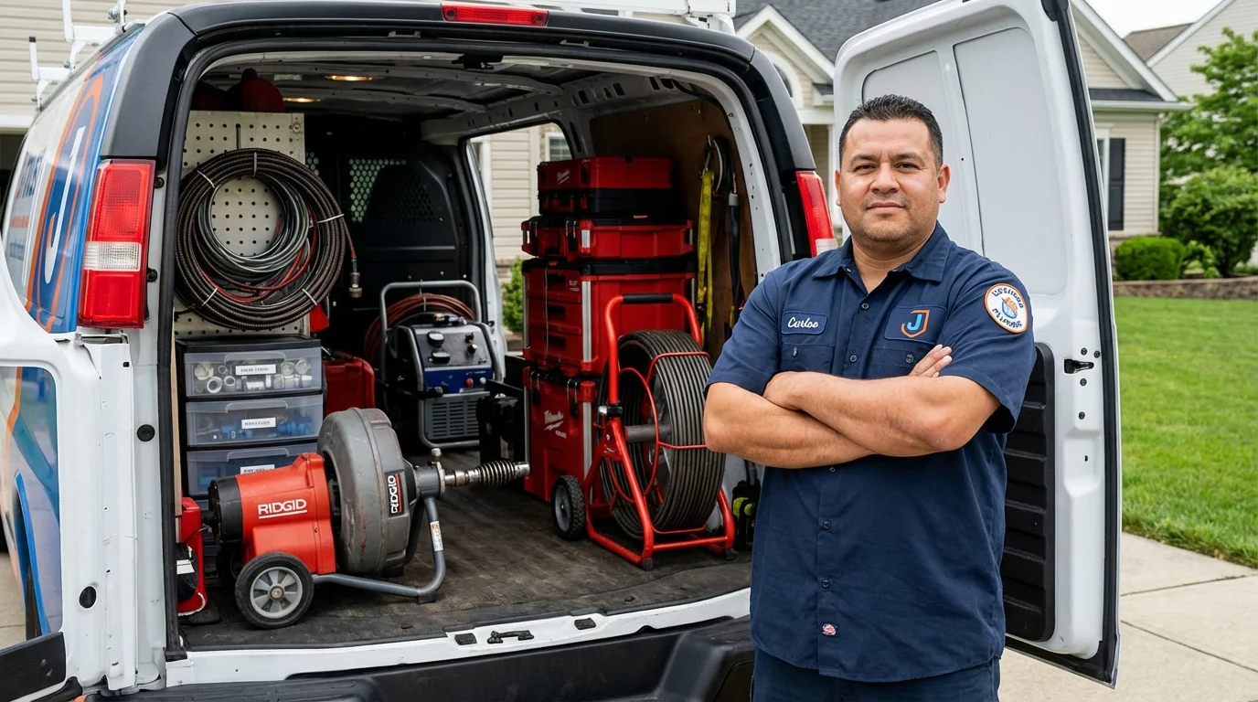 Professional drain cleaning equipment and Johns Plumbing LLC plumber in Midlothian