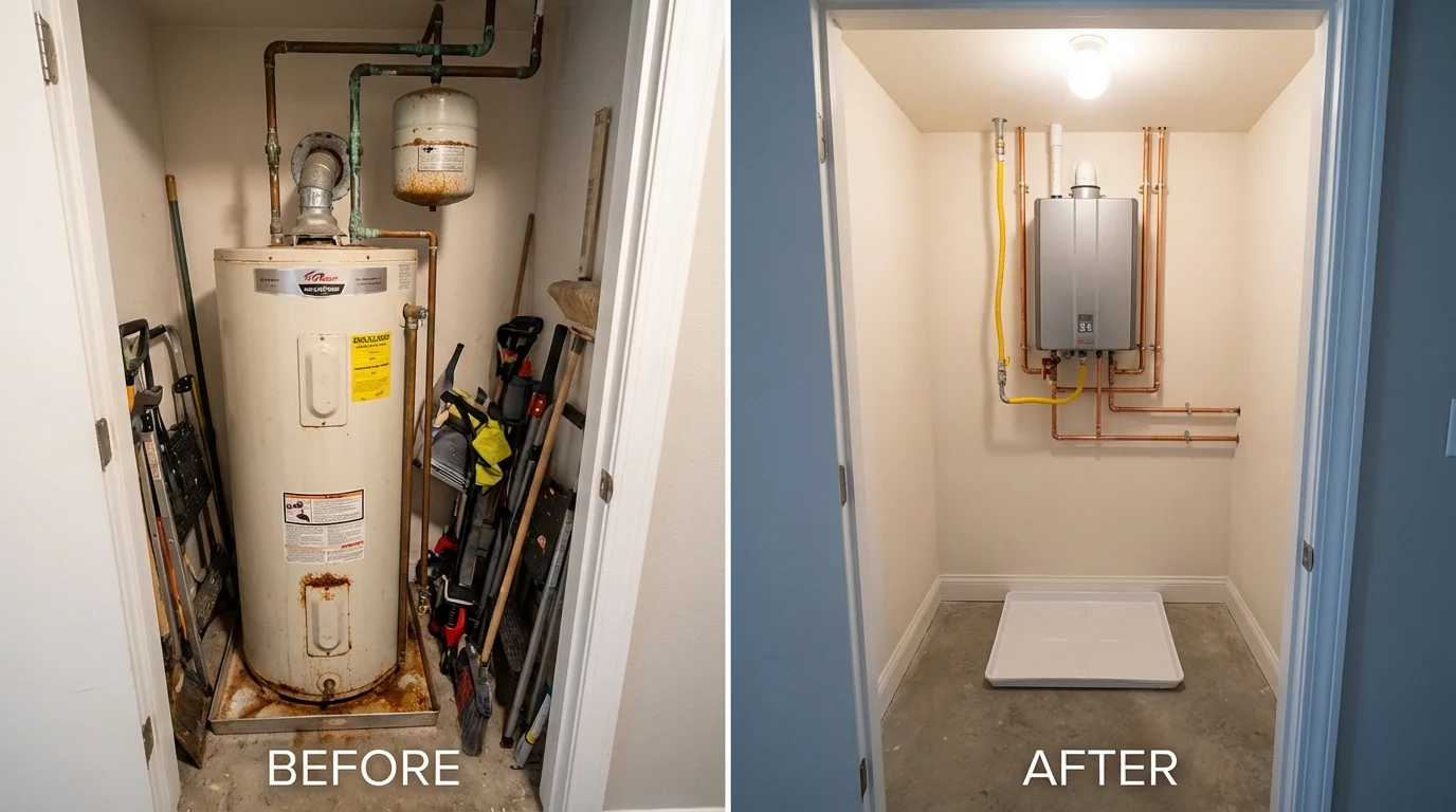 Tank water heater versus wall-mounted tankless unit comparison for Midlothian, IL homeowners