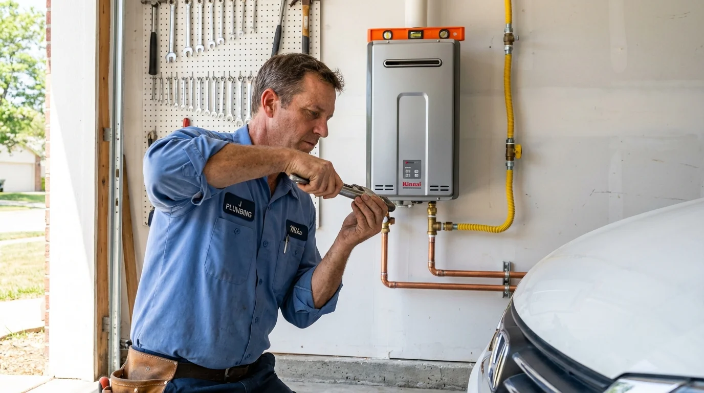 Tankless water heater installation by a Johns Plumbing LLC plumber in Midlothian